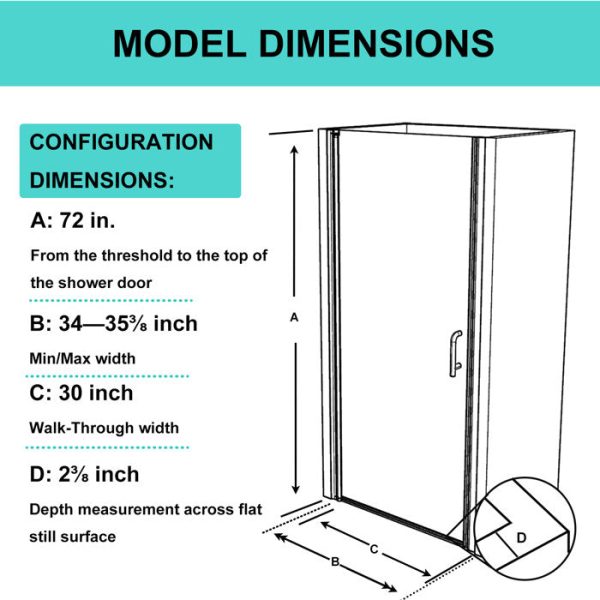 Pivot Frameless Shower Door with Clear Glass For Cheap - Image 3